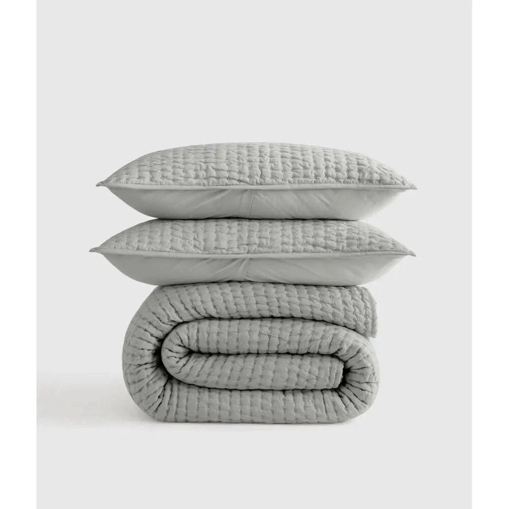 Quince European Linen Cotton Stitch Quilt Set King Mist NEW Rare OOS